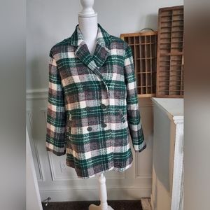 New Dark Emerald Plaid Coat ,Aura, size large